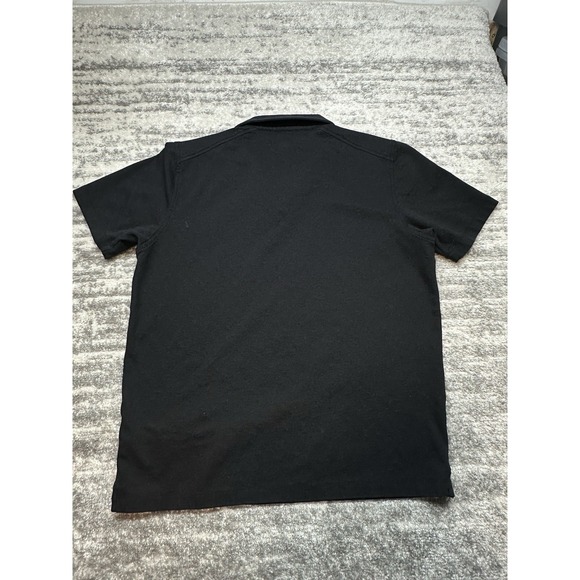 Raffi Mens Polo Shirt Black Ribbed Aqua Short Sleeve Performance Golf Size M - Picture 8 of 11